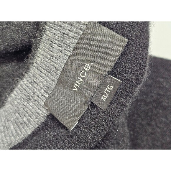 VINCE Men's XL Plush Cashmere Crew Neck Sweater Black Pullover $395 EUC - Picture 3 of 6